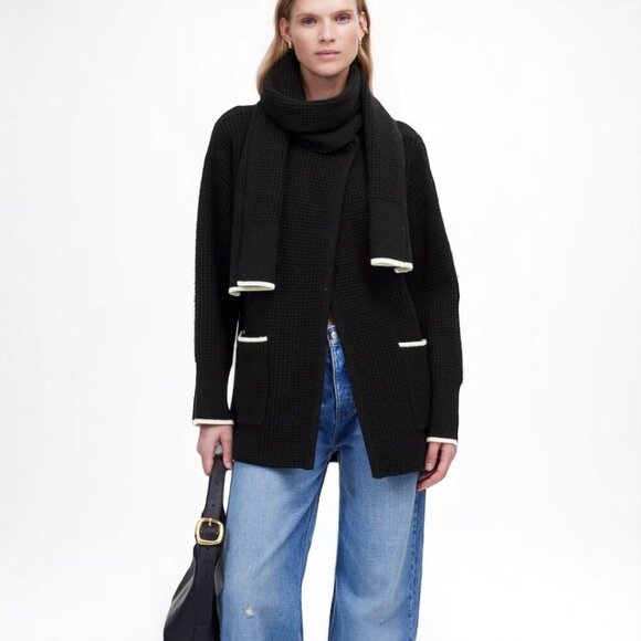 Madewell Merino Wool-Blend Scarf Sweater Jacket Size Small - Picture 3 of 13